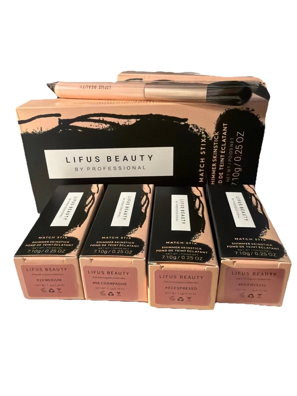 Lifus Beauty Lot Of 4 Champagne Espresso Medium Crystal Shades. 0.25 Each Brush